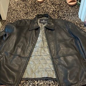 London Fog Black Leather Jacket for Men